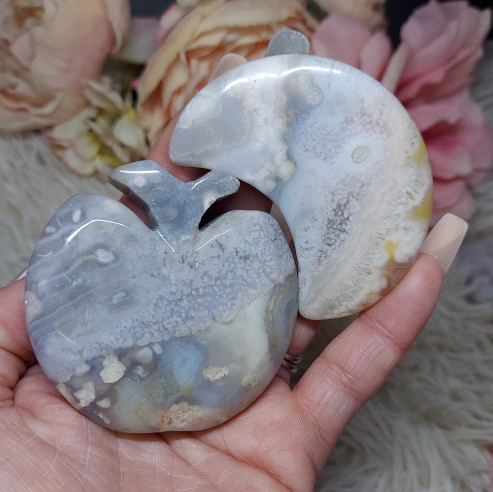 Pink Amethyst Flower Agate Apple Carving